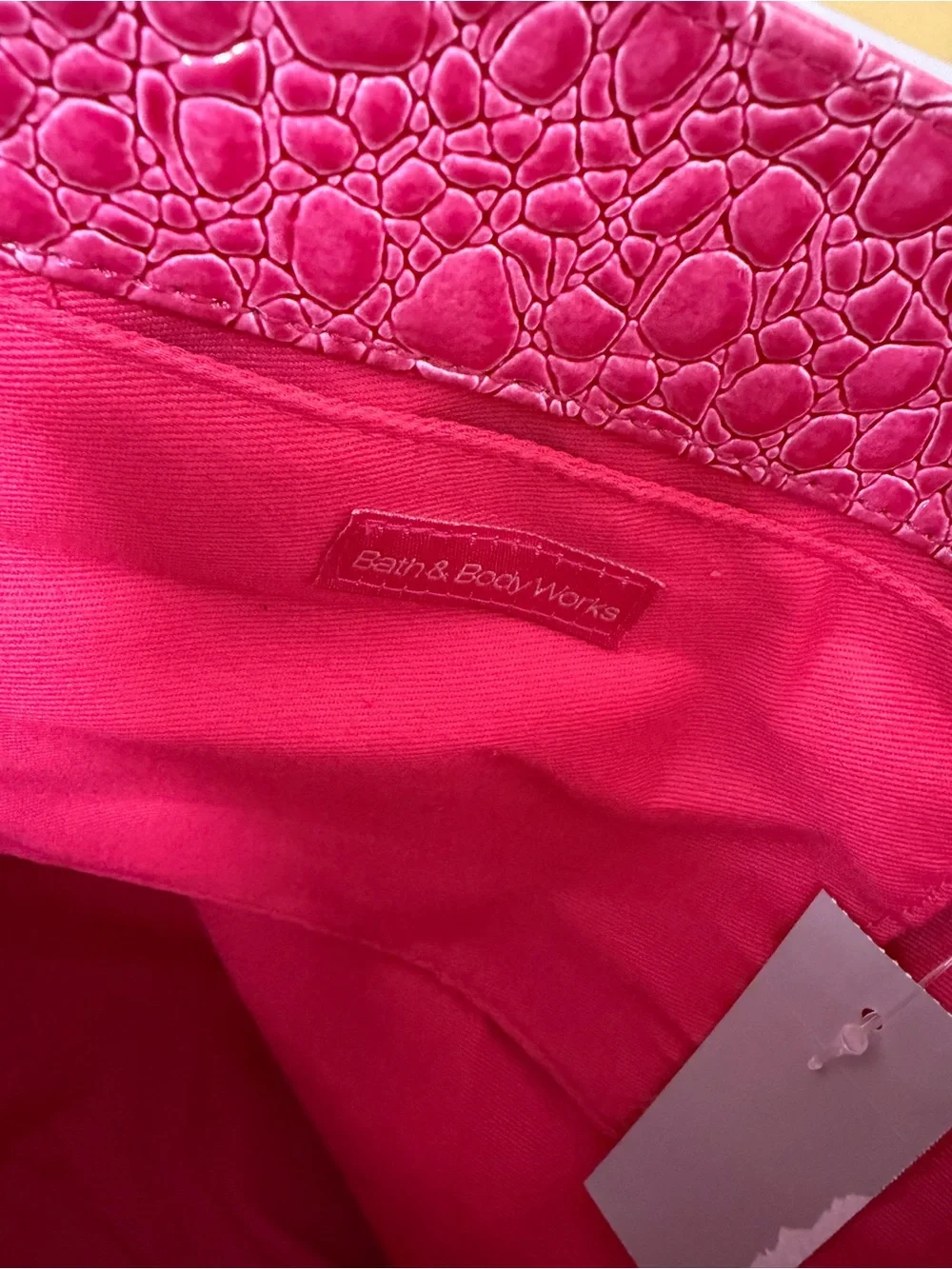 Bath & Body Works Pink Faux Crocodile Embossed Tote